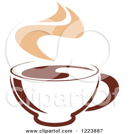 Clipart of a Brown Coffee Cup with Tan Steam 3 - Royalty Free Vector Illustration by Vector Tradition SM