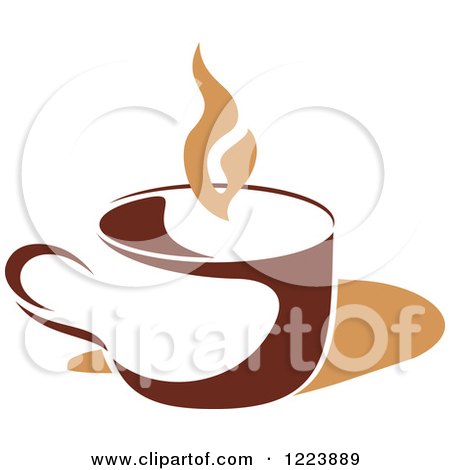 Clipart of a Brown Coffee Cup with Tan Steam - Royalty Free Vector Illustration by Vector Tradition SM