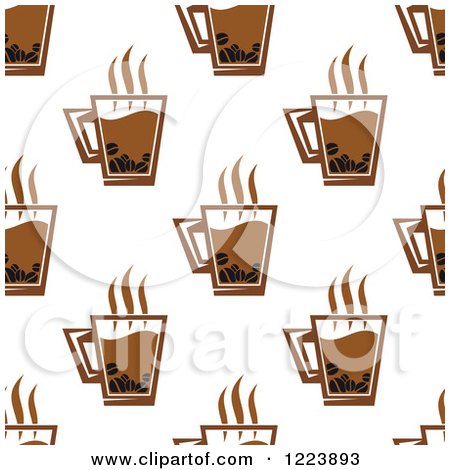 Clipart of a Seamless Pattern Background of Coffee Mugs - Royalty Free Vector Illustration by Vector Tradition SM