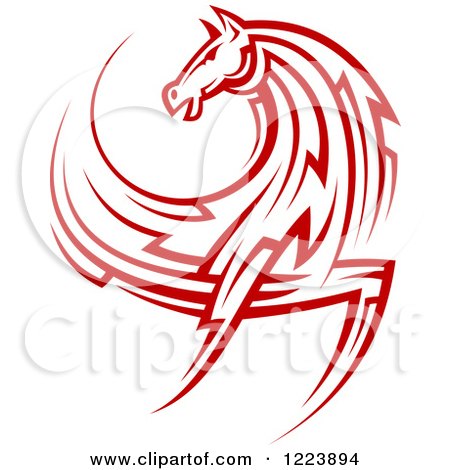 Clipart of a Red Tribal Horse - Royalty Free Vector Illustration by Vector Tradition SM