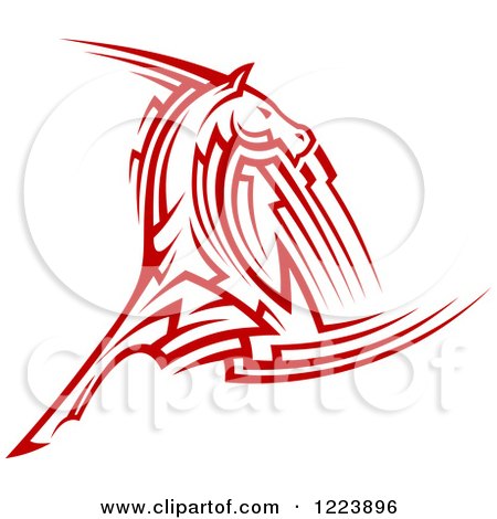Clipart of a Red Tribal Horse 2 - Royalty Free Vector Illustration by Vector Tradition SM