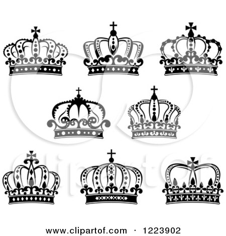 Clipart of Black and White Crowns 6 - Royalty Free Vector Illustration by Vector Tradition SM
