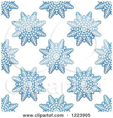 Clipart of a Seamless Pattern Background of Blue Snowflakes 3 - Royalty Free Vector Illustration by Vector Tradition SM