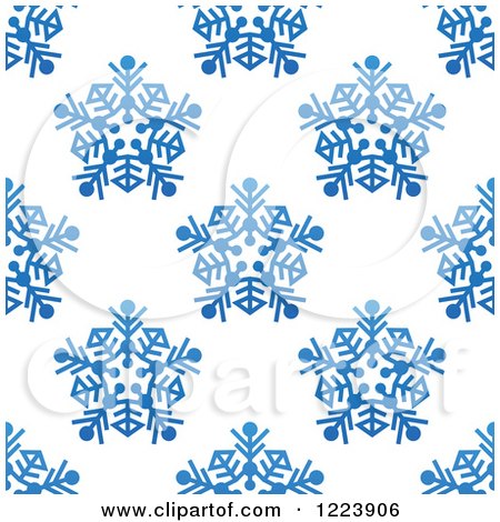 Clipart of a Seamless Pattern Background of Blue Snowflakes 2 - Royalty Free Vector Illustration by Vector Tradition SM
