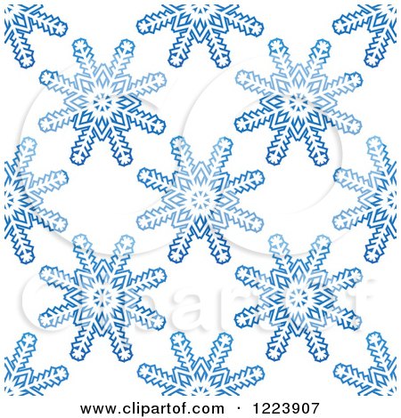 Clipart of a Seamless Pattern Background of Blue Snowflakes - Royalty Free Vector Illustration by Vector Tradition SM