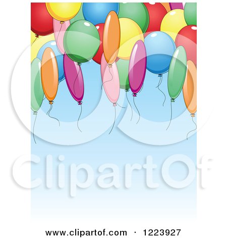 Clipart of a Blue Birthday Party Background with Balloons - Royalty Free Vector Illustration by Vector Tradition SM