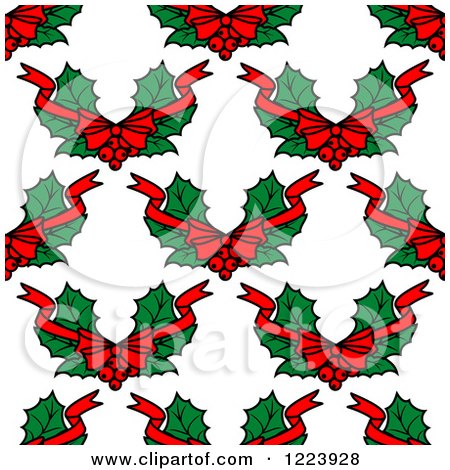 Clipart of a Seamless Pattern Background of Christmas Holly - Royalty Free Vector Illustration by Vector Tradition SM
