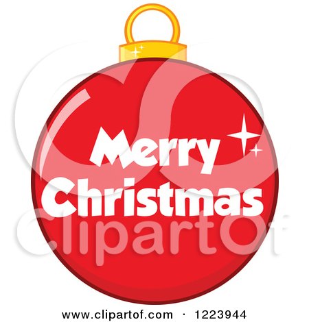 Clipart of a Red Bauble Ornament with Merry Christmas Text - Royalty Free Vector Illustration by Hit Toon