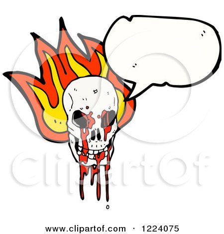 Cartoon of a Talking Bloody Skull With Flames by lineartestpilot