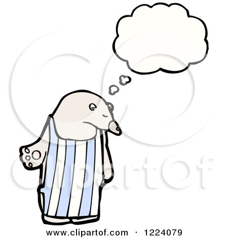 Cartoon of a Thinking Polar Bear Wearing an Apron - Royalty Free Vector Illustration by lineartestpilot