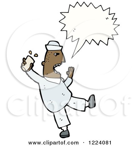Cartoon of a Shouting Angry Drunk Black Man - Royalty Free Vector Illustration by lineartestpilot