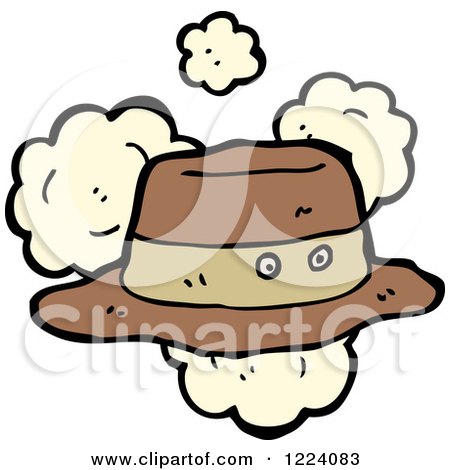 Cartoon of a Dusty Hat with Eyes - Royalty Free Vector Illustration by lineartestpilot