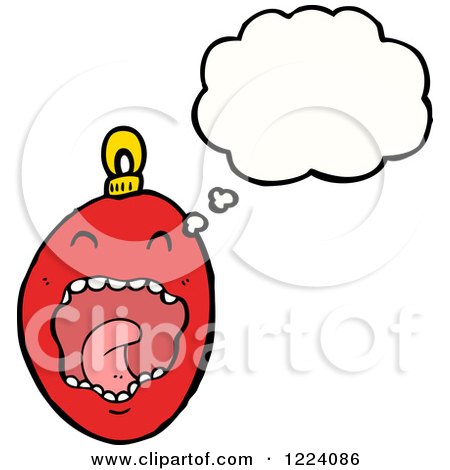 Cartoon of a Thinking Red Christmas Bauble - Royalty Free Vector Illustration by lineartestpilot