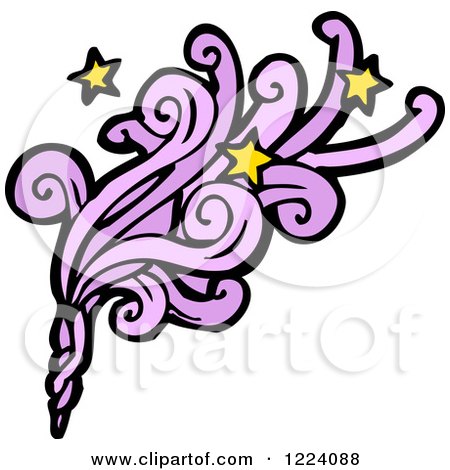 Cartoon of a Purple Magic Wave with Stars - Royalty Free Vector Illustration by lineartestpilot