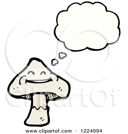Cartoon of a Hapy Thinking Mushroom - Royalty Free Vector Illustration by lineartestpilot