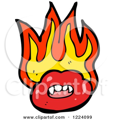 Cartoon of a Flaming Vampire Mouth - Royalty Free Vector Illustration by lineartestpilot