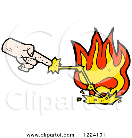 Cartoon of a Sorcerer with Flames - Royalty Free Vector Illustration by lineartestpilot