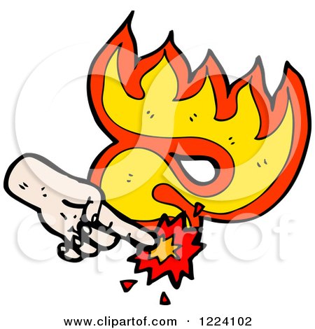 Cartoon of a Wizard Hand Making Flames - Royalty Free Vector Illustration by lineartestpilot