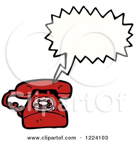 Cartoon of a Speech Balloon over a Desk Telephone - Royalty Free Vector Illustration by lineartestpilot