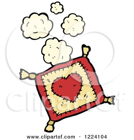 Cartoon of a Heart Pillow with Dust - Royalty Free Vector Illustration by lineartestpilot