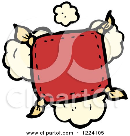 Cartoon of a Red Pillow with Dust - Royalty Free Vector Illustration by lineartestpilot
