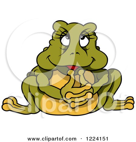 Clipart of a Thinking Cartoon Frog - Royalty Free Vector Illustration by dero
