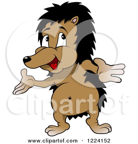 Clipart of a Presenting Cartoon Hedgehog - Royalty Free Vector Illustration by dero