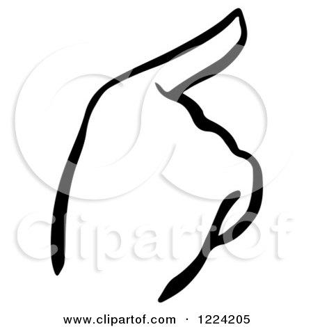 Clipart of a Black and White Pointing Hand - Royalty Free Vector Illustration by Picsburg