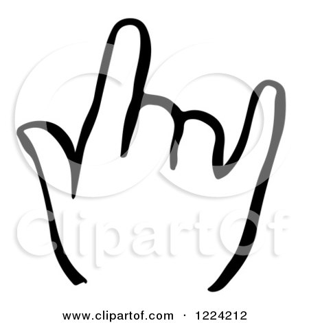 Clipart of a Black and White Shaka Hand - Royalty Free Vector Illustration by Picsburg