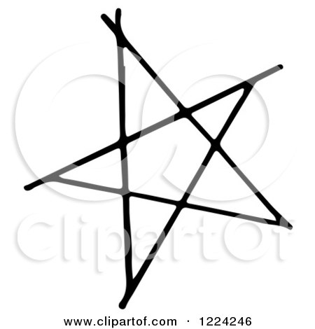 Clipart of a Black and White Star Pentagram - Royalty Free Vector Illustration by Picsburg