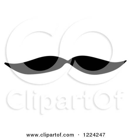 Clipart of a Black and White Mustache - Royalty Free Vector Illustration by Picsburg