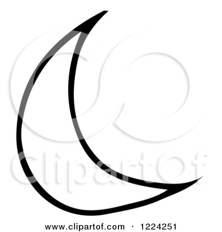 Clipart of a Black and White Crescent Moon - Royalty Free Vector Illustration by Picsburg