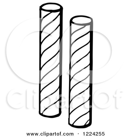 Clipart of Black and White Stick Candy - Royalty Free Vector Illustration by Picsburg