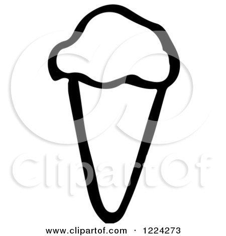 Clipart of a Black and White Ice Cream Cone - Royalty Free Vector Illustration by Picsburg