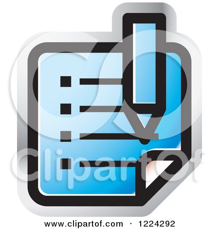 Clipart of a Blue Review Icon - Royalty Free Vector Illustration by Lal Perera