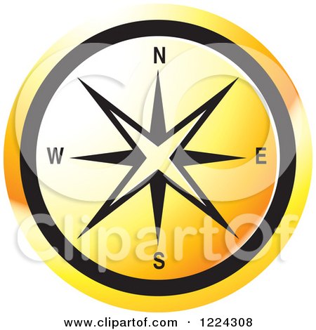 Clipart of an Orange Compass Direction Icon - Royalty Free Vector Illustration by Lal Perera