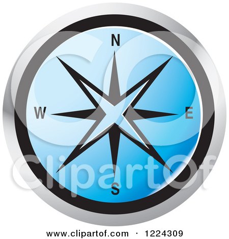 Clipart of a Blue Compass Direction Icon - Royalty Free Vector Illustration by Lal Perera