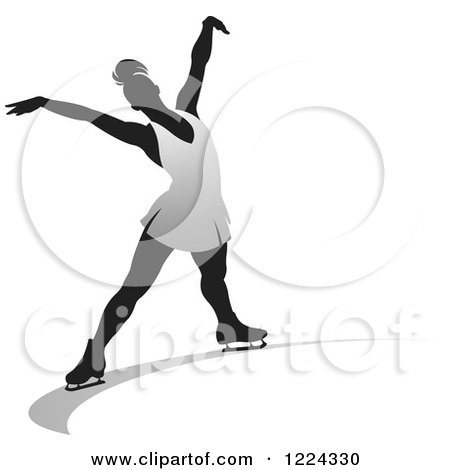 Clipart of a Female Figure Ice Skater in Silver - Royalty Free Vector Illustration by Lal Perera