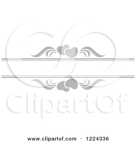 Clipart of Gray Hearts and Swirls with Copyspace - Royalty Free Vector Illustration by Lal Perera