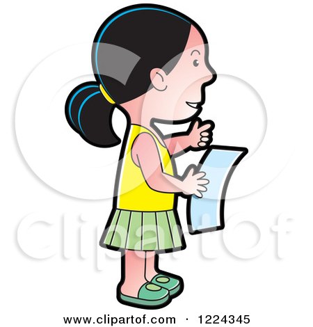 Clipart of a Girl Reading a Letter - Royalty Free Vector Illustration by Lal Perera