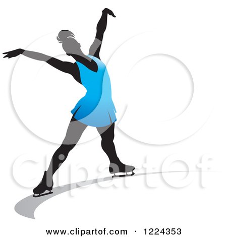 Clipart of a Female Figure Ice Skater in Blue - Royalty Free Vector Illustration by Lal Perera