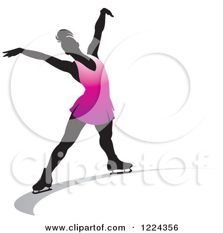 Clipart of a Female Figure Ice Skater in Purple - Royalty Free Vector Illustration by Lal Perera
