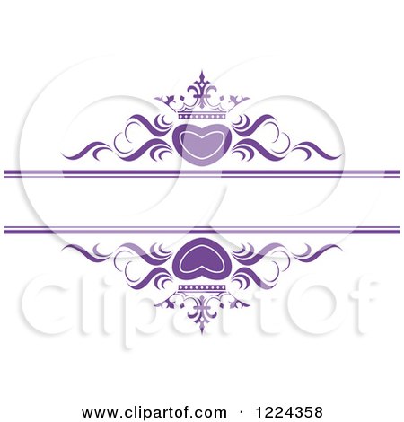 Clipart of Purple Crowned Hearts and Swirls with Copyspace - Royalty Free Vector Illustration by Lal Perera