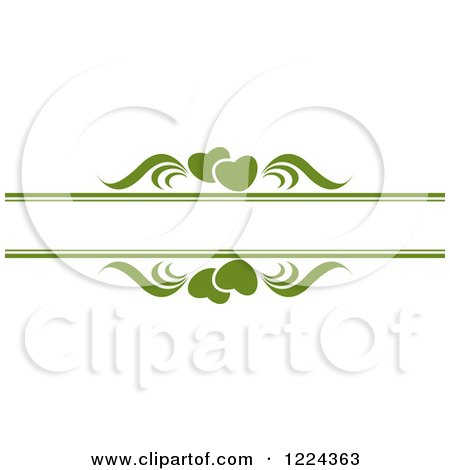 Clipart of Green Hearts and Swirls with Copyspace - Royalty Free Vector Illustration by Lal Perera