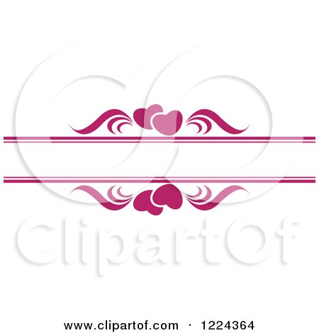 Clipart of Magenta Hearts and Swirls with Copyspace - Royalty Free Vector Illustration by Lal Perera