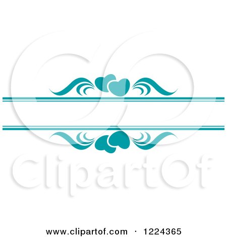 Clipart of Teal Hearts and Swirls with Copyspace - Royalty Free Vector Illustration by Lal Perera