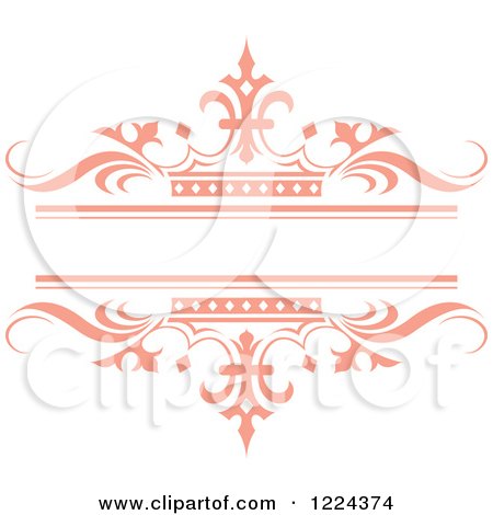 Clipart of a Pastel Pink Crown and Wave Wedding Frame - Royalty Free Vector Illustration by Lal Perera