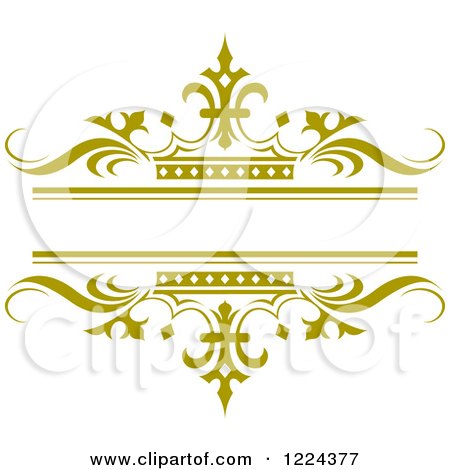Clipart of a Golden Crown and Wave Wedding Frame - Royalty Free Vector Illustration by Lal Perera