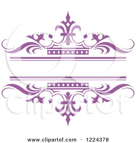 Clipart of a Purple Crown and Wave Wedding Frame - Royalty Free Vector Illustration by Lal Perera