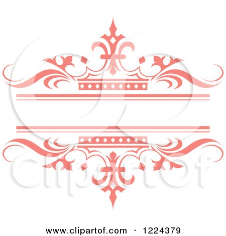 Clipart of a Pink Crown and Wave Wedding Frame - Royalty Free Vector Illustration by Lal Perera